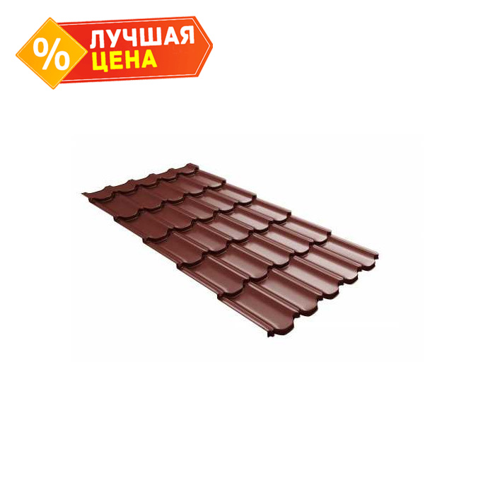 Металлочерепица Grand Line Kvinta plus (Квинта Плюс) 0,45 Полиэстер RAL 3009 Оксидно-красный | c 3D резом