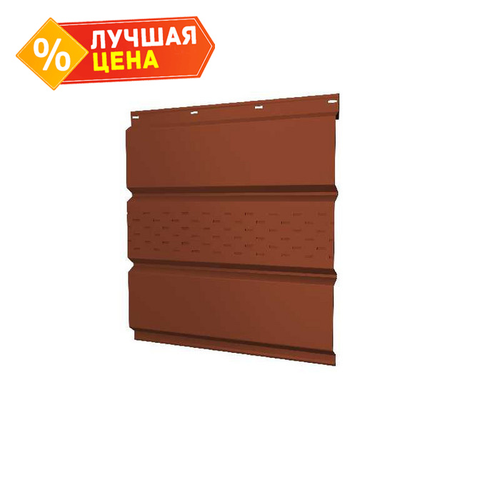 Софит металлический центральная перфорация 0,5 Velur с пленкой RAL8004 терракота