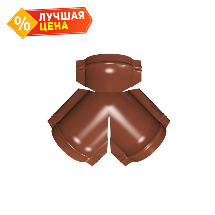 Тройник Y конька полукруглого 0,5 Drap с пленкой RAL 8004 терракота
