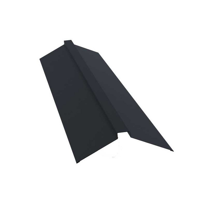 Планка конька плоского 150х40х150 0,5 GreenCoat Pural BT, matt RR 23 темно-серый (RAL 7024 мокрый асфальт) - фото №1
