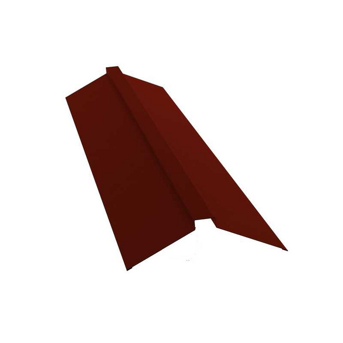 Планка конька плоского 150х40х150 0,5 GreenCoat Pural BT, matt RR 29 красный (RAL 3009 оксидно-красный) - фото №1